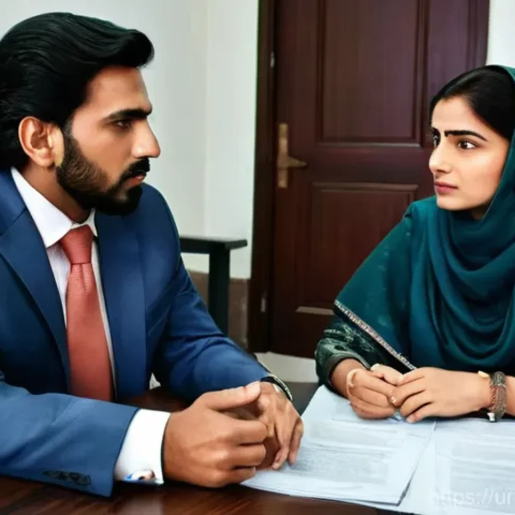 법률 자문 사례 분석 - **Prompt:** A discerning middle-aged Pakistani man and woman, dressed in modest traditional shalwar ...