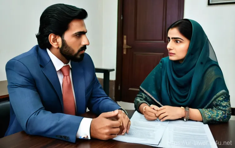 법률 자문 사례 분석 - **Prompt:** A discerning middle-aged Pakistani man and woman, dressed in modest traditional shalwar ...